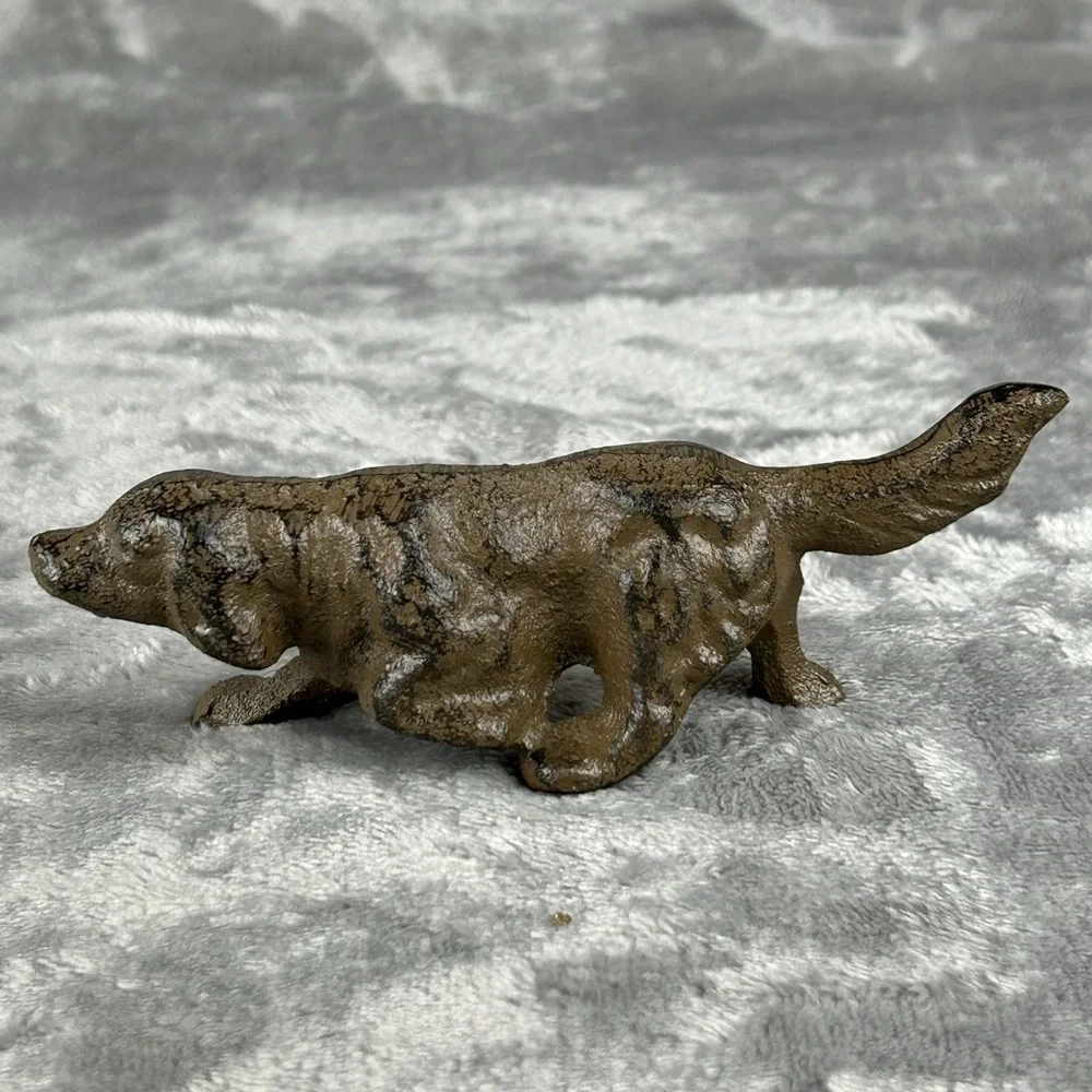 Vintage Cast Iron Pointer Dog Irish Setter? Small ~5-3/8 in Heavy Paperweight